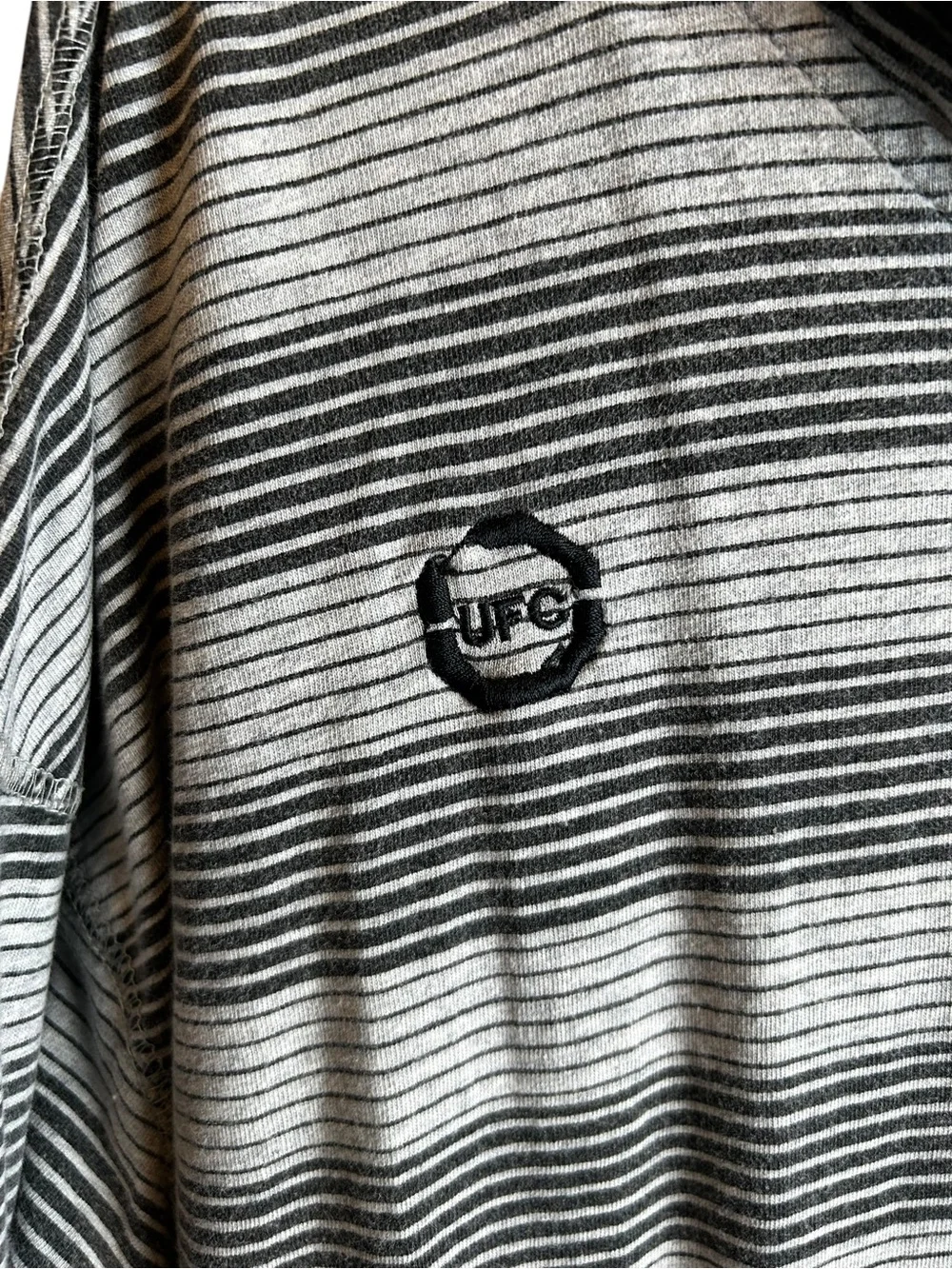 VTG UFC Convict Striped Full Zip Hoodie Men's 2XL Gray Black As Real As It Gets⁠
